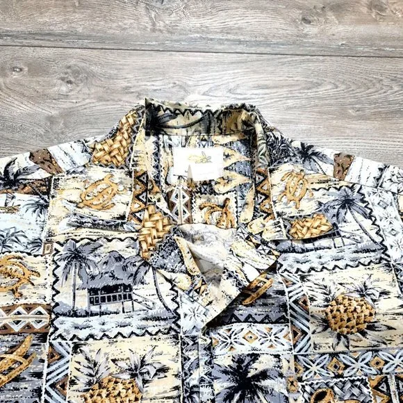 Ho Aloha Mens Medium Short Sleeve Shirt Hawaiian Vacation Beach Island Casual - Picture 3 of 10